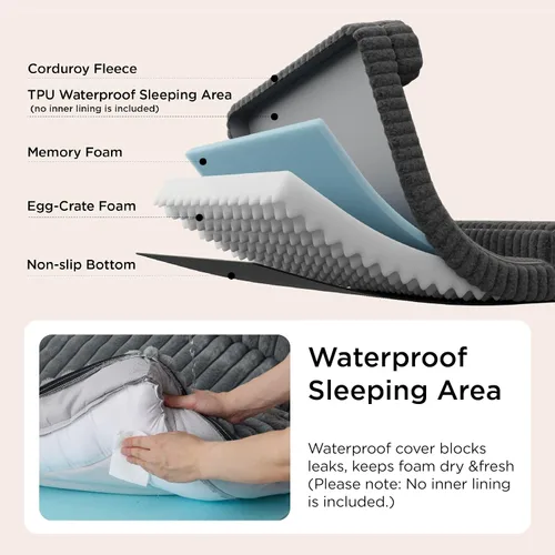 Vista 4 de Bedsure - Cama ortopédica para perros pequeños, cama impermeable de espuma viscoelástica con lados, sofá de espuma de nido de abeja para perros