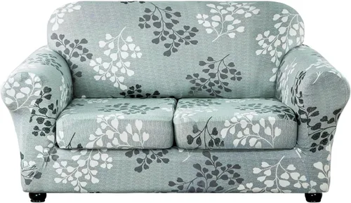 Vista 25 de Lamberia Funda de Sofá Estampada de Alta Elasticidad Fundas de Sofá de 2 Piezas Funda de Sillón con Una Funda de Cojín Separada Parte Inferior Flor