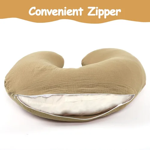 Vista 3 de Hooyax Fundas de almohada de lactancia de muselina solamente, fundas de lactancia suaves y transpirables para almohadas de lactancia, adorable funda