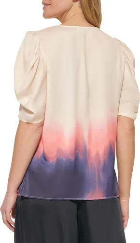 Vista 4 de DKNY Blusa de manga abombada para mujer Easy Everyday Top