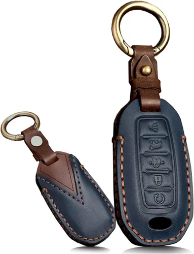 Vista 8 de ontto Funda de cuero para llavero de automóvil para Infiniti 2020 2021, Azul (3 botones)