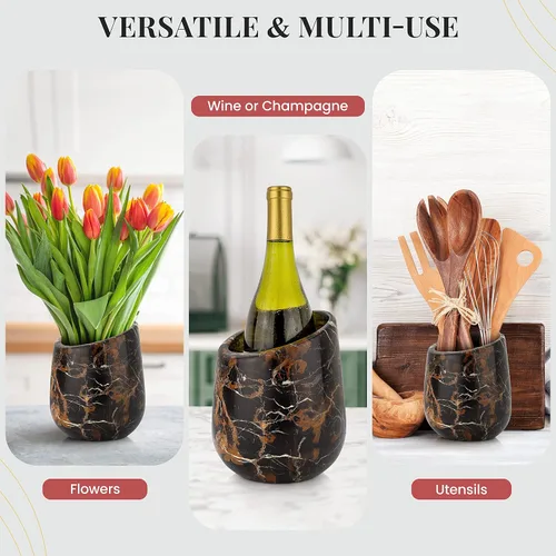 Vista 2 de Gusto Nostro Cubo enfriador de vino de mármol, enfriador de botellas de vino de 25.4 fl oz y enfriador de champán para fiesta, cocina, decoración