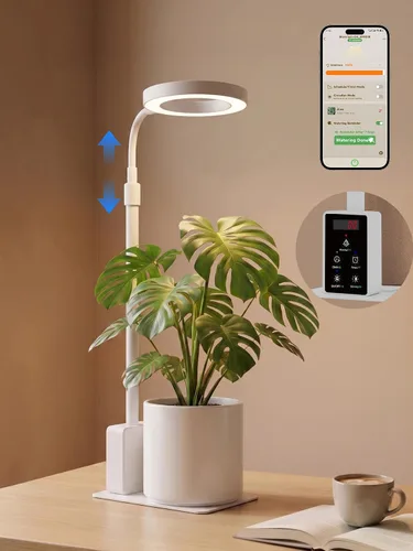 Vista 12 de GLOWRIUM Luces LED inteligentes de cultivo para plantas de interior, luz de escritorio para plantas con control de aplicación Bluetooth, lámpara