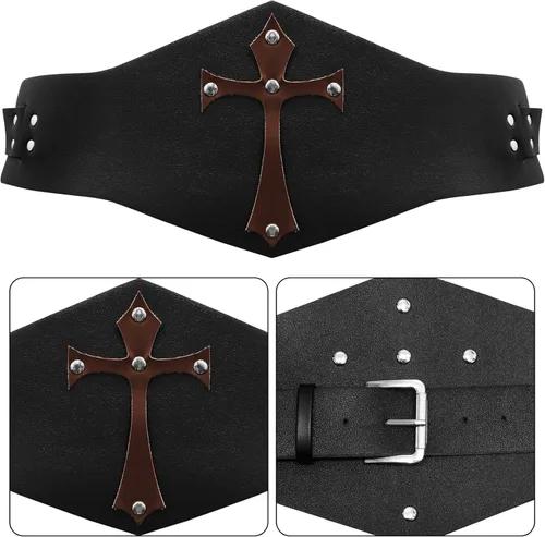 Vista 3 de Medieval Knight Mens Leather Shoulder Armor Steampunk Chest Belt Armor Knight Armor Viking Armor Faux Leather Arm Guards