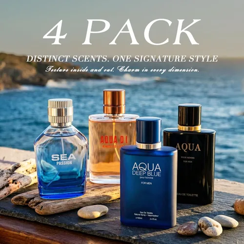 Vista 2 de Hybrid & Company 4 piezas Aqua Di Rinascita Lecno Sea Passion Aqua Deep Blue Aqua Prive Eau De Toilette vaporizador Natural Spray para hombre
