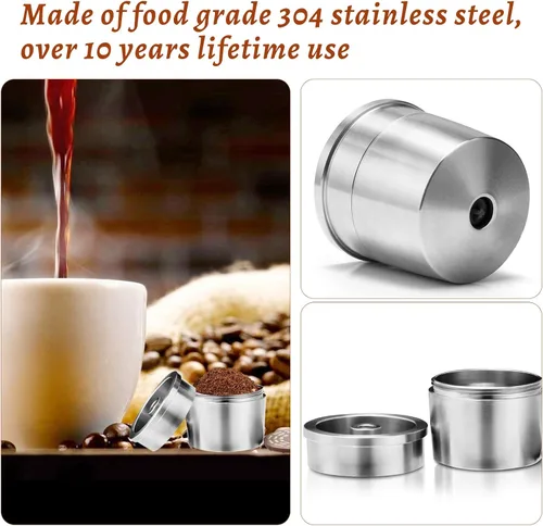 Vista 8 de Cápsula de café recargable reutilizable, cápsula de café de acero inoxidable, filtro de café concentrado italiano compatible con máquina de café