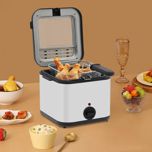 Vista 15 de Freidora profunda de 2.5 litros con cesta desmontable, potente freidora de aceite de uso doméstico de 1000 W con temperatura ajustable, protección