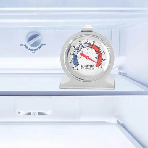 Vista 6 de Termómetro para refrigerador, termómetro de nevera de acero inoxidable para horno/parrilla, termómetro para congelador, medidor de temperatura