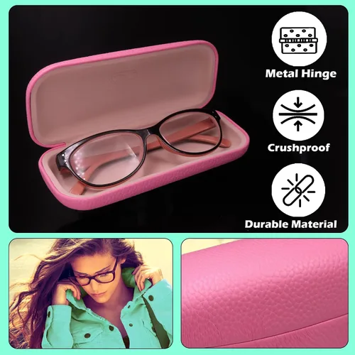 Vista 4 de MyEyeglassCase Estuche rígido para lentes de mujer Estuche protector de carcasa dura con bolsa y paño