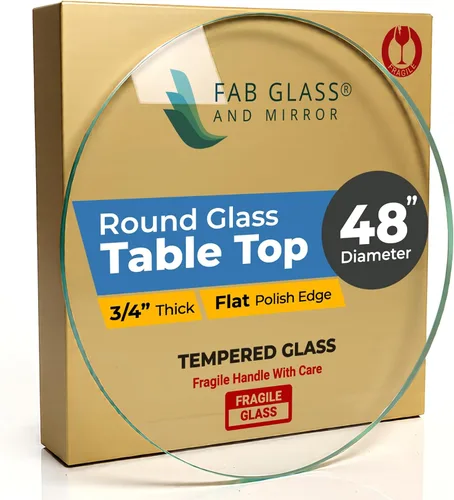 Vista 27 de Fab Glass - Mesa redonda de cristal de 48 in, grosor de 3/4 in, cristal pulido plano templado, Vidrio, Transparente