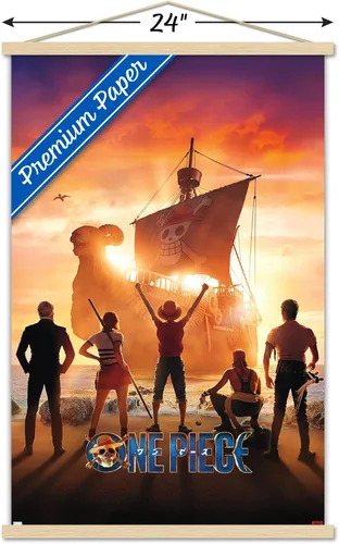 Vista 3 de Trends International Netflix One Piece - Póster de pared de una hoja, 22.37 x 34.00 pulgadas, paquete de impresión premium y colgador de madera