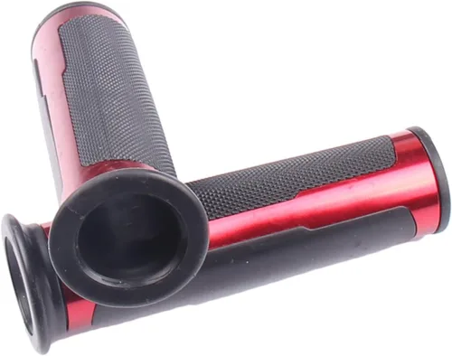 Vista 3 de Agarraderas de gel de manillar de aluminio CNC de motocicleta rojas compatibles para Honda Nighthawk 550 1983