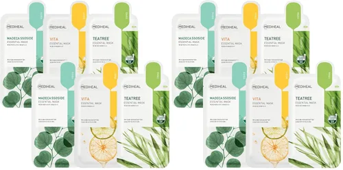 Vista 14 de Mediheal Oficial Mejor Máscara de Hoja Coreana - Máscara Facial Esencial de Colágeno y Árbol del Té, 20 Hojas, Lifting, Reafirmante, Calmante