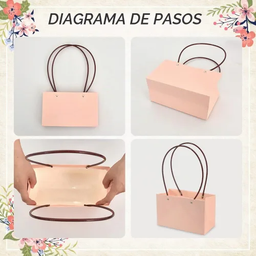 Vista 3 de BEISHIDA Bolsas de regalo de múltiples flores para ramos, 4 cajas rectangulares para ramo de flores con asa para embalaje de ramos, envoltura