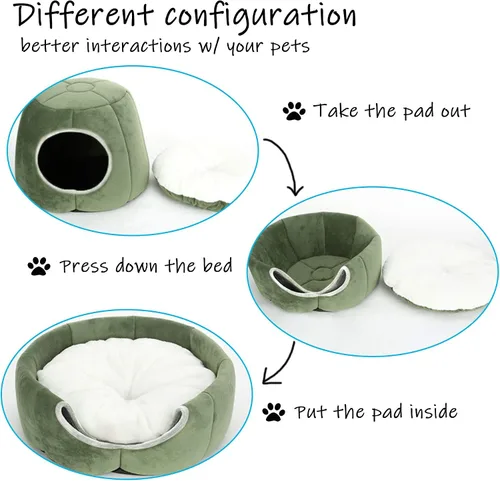 Vista 5 de HLMOptimo Cama escondida de conejillo de indias, casa de conejo, accesorios para cueva, acogedor escondite para conejo, erizo, hurón, chinchilla