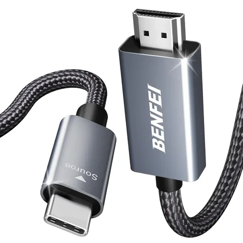Vista 12 de BENFEI Paquete de 2 cables USB C a HDMI de 3 pies, cable USB tipo C a HDMI, Thunderbolt 3/4 compatible con iPhone 15 Pro/Max, MacBook Pro/Air 2023