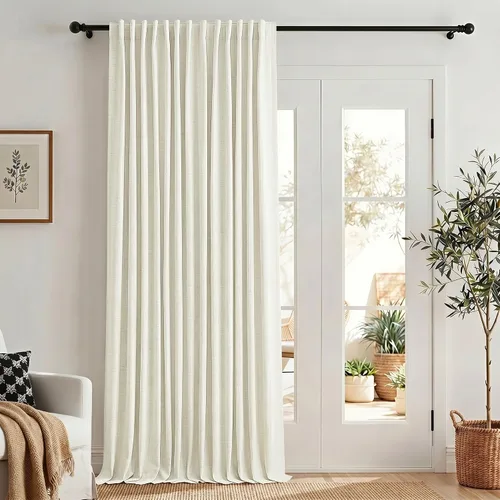 Vista 64 de Pitalk Cortinas cortas 100% opacas de lino para cafetería, 40 pulgadas de largo, 2 paneles, cortinas de puerta francesa para ventana, cortina