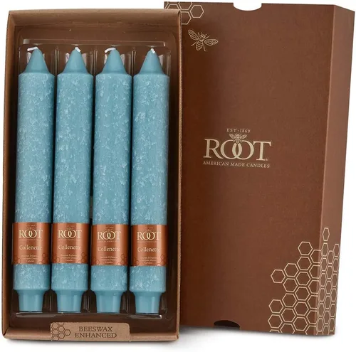 Vista 23 de Root Candles Juego de velas sin perfume de mezcla de cera de abeja de alta calidad, 5 pulgadas, azul Williamsburg, 8 unidades Williamsburg Azul