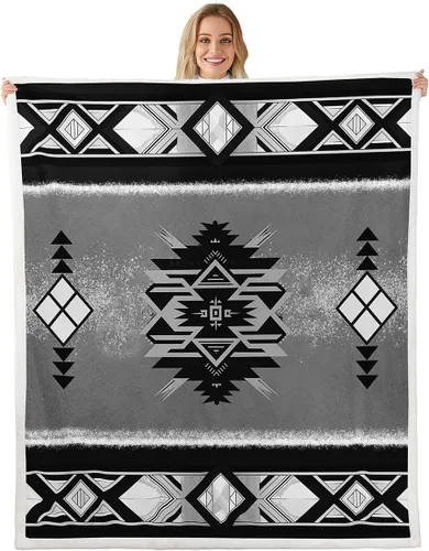 Vista 11 de Manfei Manta azteca nativa americana para decoración de habitación de niños y niñas, manta retro tribal geométrica bohemia para sofá, manta de forro