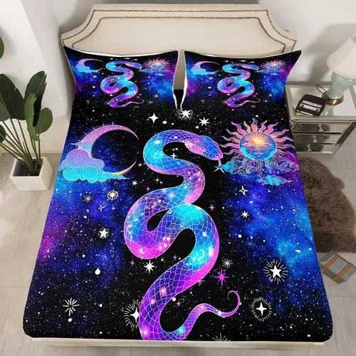 Vista 8 de Sábana bajera ajustable de mariposa, tamaño individual, estrellas estrelladas, galaxia azul, nebulosa, universo de nebulosa, suave, lujoso, juego