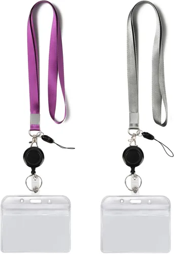 Vista 9 de YOUOWO Cordón con soporte para tarjeta de identificación, correa negra para el cuello con hebilla desmontable, cordón con porta tarjetas 1 cordón