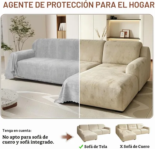 Vista 5 de HDCAXKJ Fundas de sofá de chenilla para sofá seccional, funda de sofá en forma de L con borlas, 2 piezas de fundas seccionales en forma de L