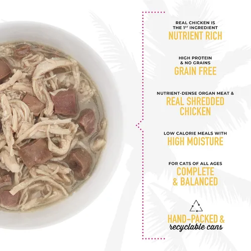 Vista 6 de Tiki Cat After Dark - Alimento húmedo para gatos, receta de pollo, latas de 2.8 onzas (12 unidades) Wet Cat Food, Whole Foods, Real Chicken with