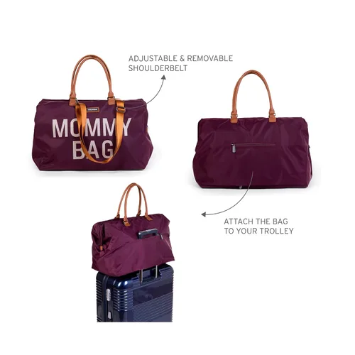 Vista 8 de Childhome Bolsa de pañales original para mamá, bolsa grande para viajes y hospital, imprescindible para el embarazo (berenjena)