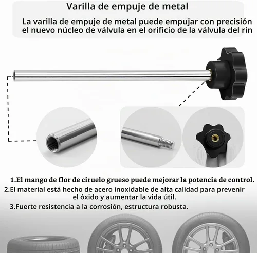 Vista 2 de 23 herramientas de vástago de válvula de neumático, kit de instalación de válvula de cambio rápido con vástagos de válvula TR413/TR414, herramienta