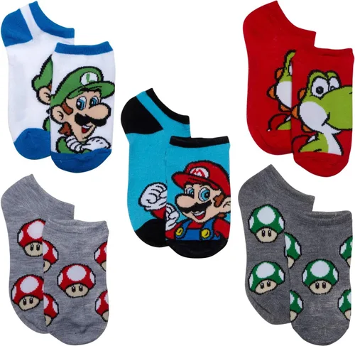 Vista 3 de Mario Paquete de 5 calcetines invisibles Nintendo para niños