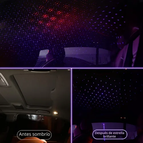 Vista 2 de Hortsun Paquete de 2 proyectores USB de estrella, luz nocturna, proyector romántico ajustable, luces de techo para interior de automóvil, lámpara