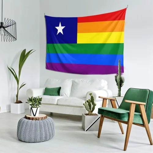 Vista 3 de LIFANGMI Bonnie Blue Pride Rainbow LGBT Flag Tapestry Wall Hanging 60x40 Inch Bedroom Living Room Dormitory Home Decoration Wall Tapestry
