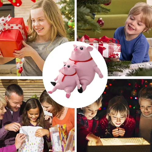 Vista 3 de Pink Piggy Squishy Toy - Adorable juguete de descompresión de cerdo para aliviar el estrés, diversión perfecta para niños y adultos (cerdito mediano)