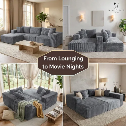 Vista 5 de Naomi Home Pamela - Sofá modular sin hueso de 110 pulgadas, color gris
