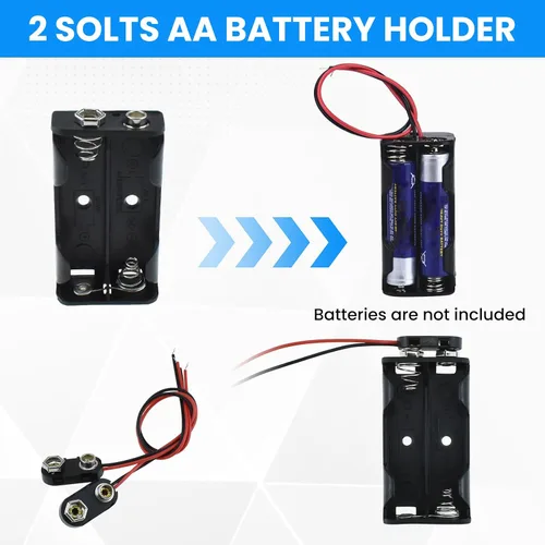 Vista 5 de SDTC Tech Juego de 2 soportes de batería AA de 1,5 V y kit de conector a presión tipo I 3 voltios espesar caja de batería de plástico