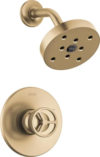 Vista 10 de Delta Faucet Trinsic Serie 14 Grifo de ducha cromado de una sola manija con cabezal de ducha H2Okinetic, juego de grifo de ducha, kit de molduras