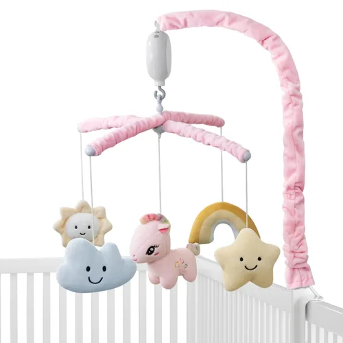 Vista 8 de FEISIKE Móvil de cuna para niñas y bebés con 3 modos de caja de música digital