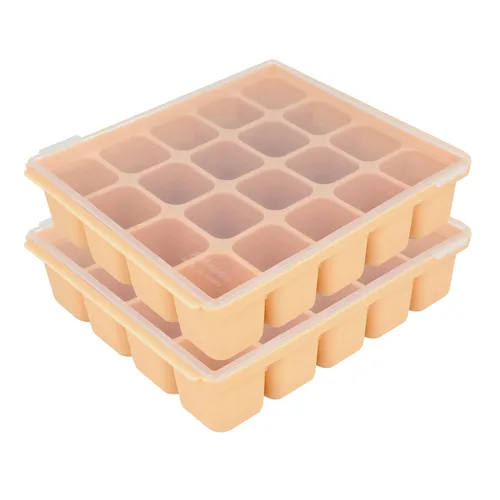Vista 18 de Bandeja de silicona para congelador, cubos de almacenamiento de comida para bebé con tapa a clip, congelar comida para bebé, sopas, purés, hielo