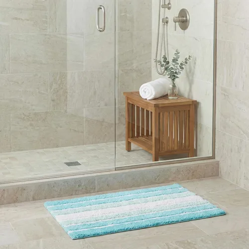 Vista 5 de Alfombra de baño diferente Alfombra de baño absorbente suave de algodón antideslizante para baño, alfombra costera neutra lavable