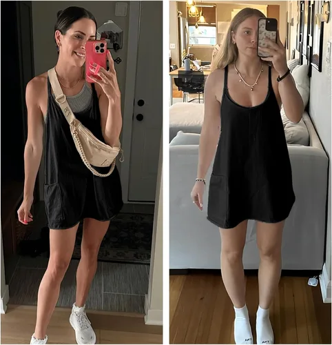 Vista 4 de Vestido corto sin mangas para mujer, con tirantes delgados, con pantalones cortos integrados, vestidos deportivos de golf