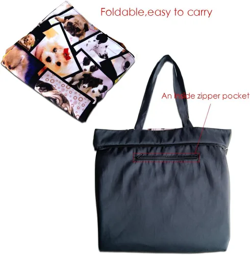 Vista 2 de Bolsas de viaje para la playa, bolsa de compras con cremallera para mujer, plegable, impermeable, para pasar la noche