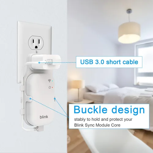 Vista 2 de Soporte de toma de pared para el núcleo del módulo Blink Sync - Soporte que ahorra espacio para cámaras de seguridad Blink para interiores