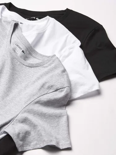 Vista 3 de Lacoste Essentials - Camisetas para hombre (3 unidades, 100% algodón, ajuste regular)