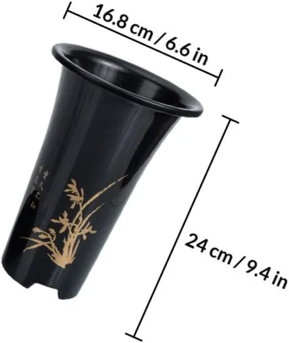 Vista 2 de BETOOKY Black Plastic Orchid Pots, 2 Sets with Tray and Drainage Holes