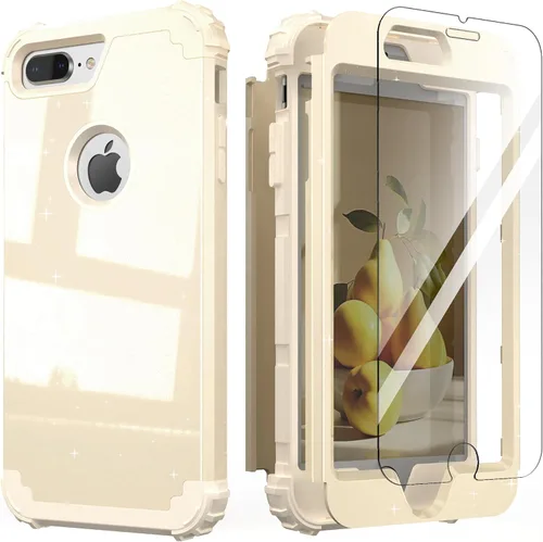 Vista 10 de IDweel Funda para iPhone 8 Plus, Funda para iPhone 7 Plus con Protector de Pantalla de Vidrio Templado, 3 en 1 Resistente a Golpes Delgada Híbrida