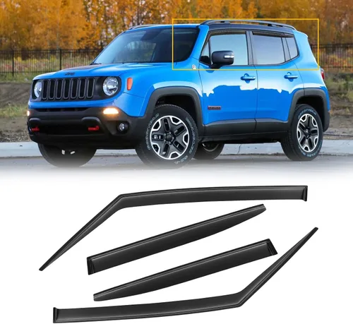 Vista 98 de Protectores de lluvia en canal para Jeep Grand Cherokee L 2021-2026, protectores de visera de ventana, deflector de ventilación, sombra viento humo