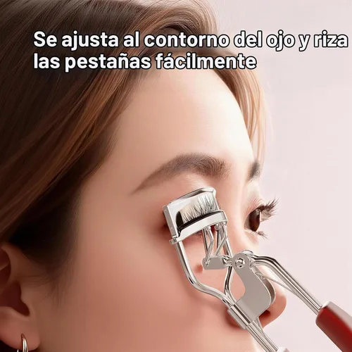 Vista 2 de Rizador de pestañas Kaasage para elevar y rizar, herramienta profesional de maquillaje de acero inoxidable con mango ergonómico y 6 almohadillas
