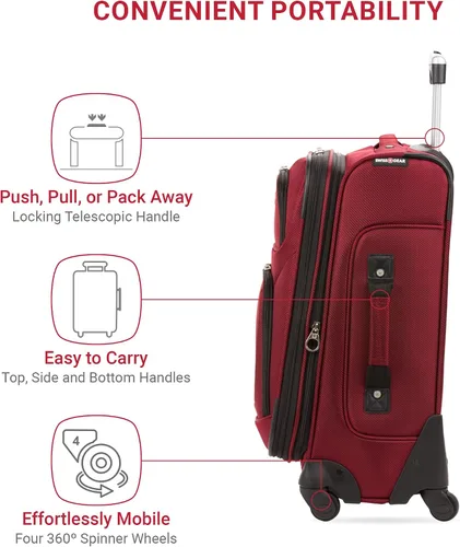 Vista 189 de SwissGear - Equipaje suave expandible Sion con ruedas, Negro