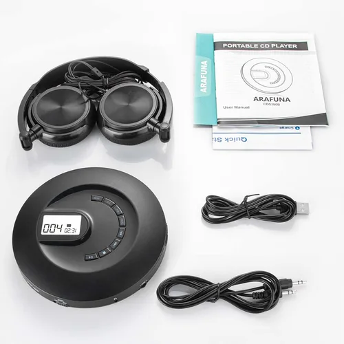 Vista 7 de Reproductor de CD portátil, reproductor de CD portátil recargable para coche y viajes, pequeño reproductor de CD con auriculares y antisaltos y a
