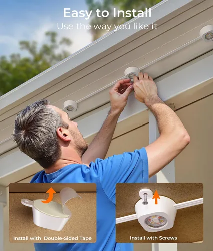 Vista 9 de DeckTok Luces permanentes para exteriores, luces inteligentes RGBWW de 100 pies y 60 lúmenes, luces inteligentes triple-LED, decoraciones al aire